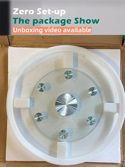 26.7 inch Lazy Susan for Table Top Tempered Glass Rotating Serving Tray for Dining Table, Kitchen Lazy Susan Organizer Spinning Rotating Food Server Party Centerpieces Heavy Duty