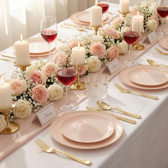 KIRE 175PCS Pink Plates Disposable - Image 3