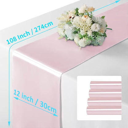 Manyshofu Blush Pink Satin Table Runner 12x108 - Image 4