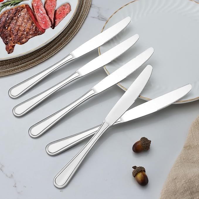 BEWOS 24-Piece Dinner Knives, 8.9-Inch Dinner Knife Set, Butter Knife, Food - Image 8