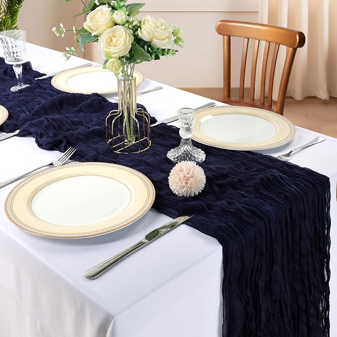 6 Pack 10Ft Navy Blue Cheesecloth Table Runner 23 x 120 Inch | Gauze Rustic - Image 2
