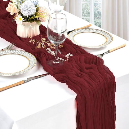 12 Pack Burgundy Cheesecloth Table Runner 17 x 108 Inch | Boho Gauze Cheese - Image 3