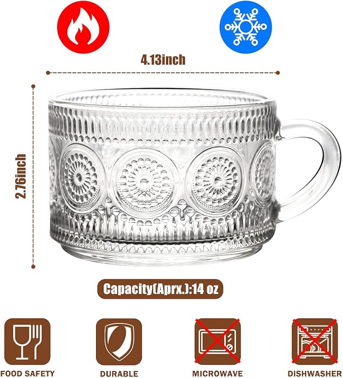 WHJY Vintage Glass Coffee Mugs - Image 2