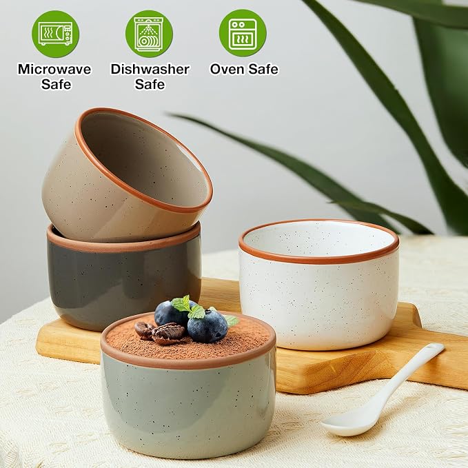 Morandi Color Ramekins Set of 6, 6 oz Creme Brulee Ramekin Oven Safe, Porcelain - Image 2