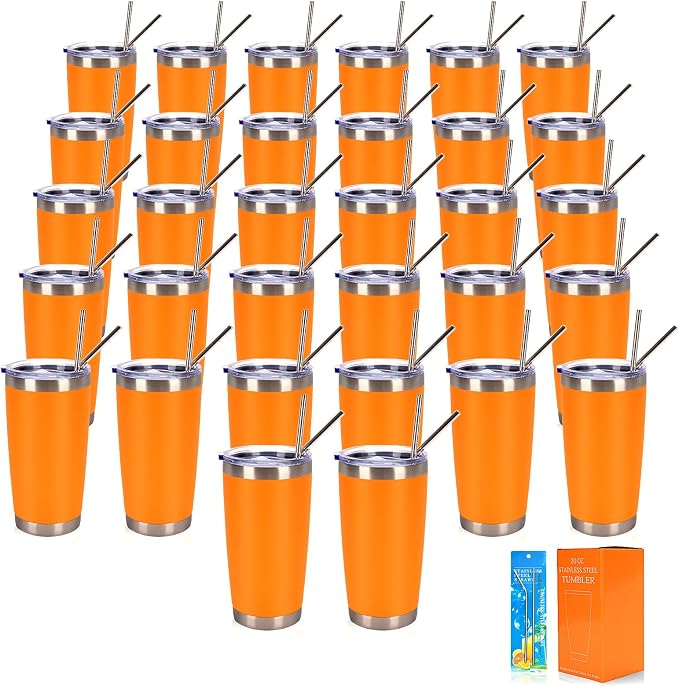 IEOVIEE 32 Pack 20oz Stainless Steel Insulated Bulk Tumblers by IEVOIEE
