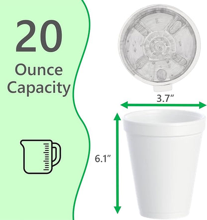 20 OZ Foam Cups With Lids for Hot & Cold Drinks, USA-Made 50-Pack. Ideal - Image 2