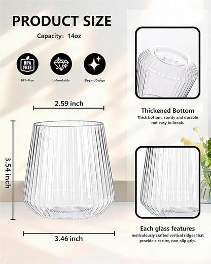 YOUBET 40Pack Plastic Ribbed Wine Glasses - Image 2