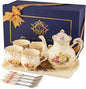 YOLIFE Porcelain Tea Set, Ivory Vintage Flowering Shrubs Teaset | 4 Teacups by YOLIFE