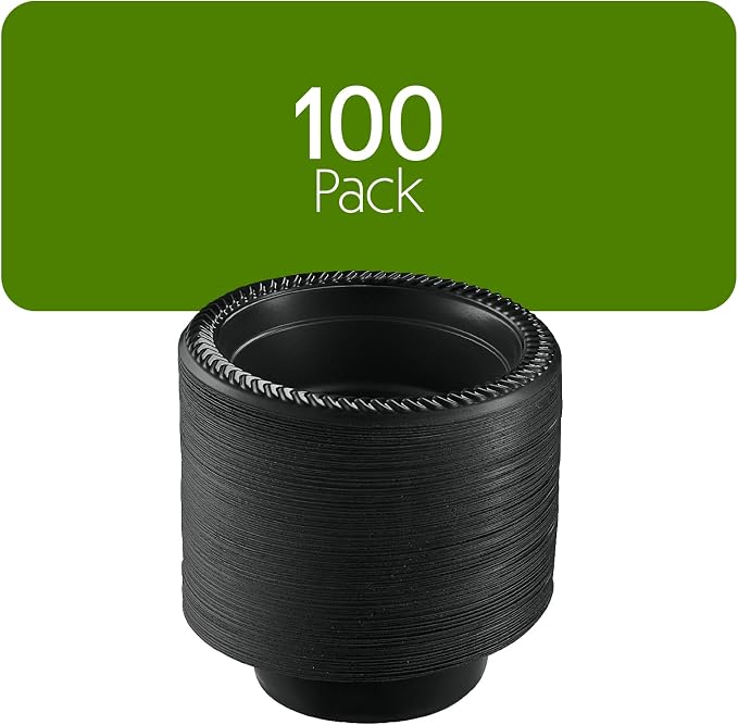 PLASTICPRO 100 PCS Black Plastic Bowls Light Weight 5 oz Small Plastic Soup - Image 7