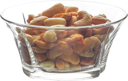 LAV Elegant Glass Dessert, Snack Bowl Set of 6 - Stackable - 10 oz for Parfait, Porridge, Snacks, Side Dishes, Pudding, Fruit Salad, Ice Cream, Small Bowls - Dishwasher Safe, Kitchen Prep, Tableware