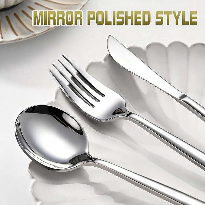 60-Piece Silverware Set for 20, Food Grade Stainless Steel Flatware Set - Image 5