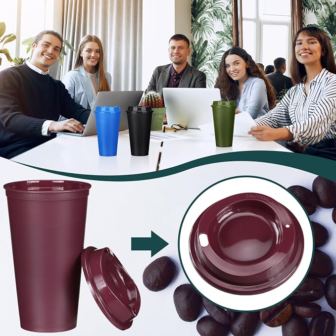 Domensi 15 Pack Reusable Plastic Coffee Cups - Image 5