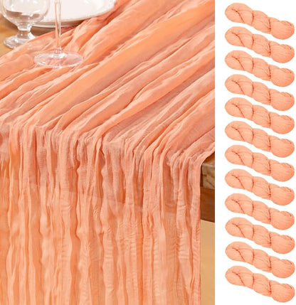 DeZerlor Peach Cheesecloth Table Runners 12 Pack Summer Boho Runners | by DeZerlor