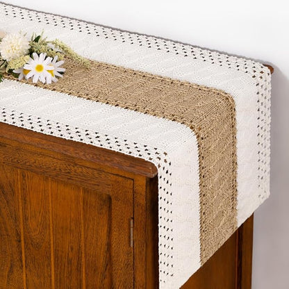 Boho Table Runner Summer Farmhouse Rustic Dining Dresser Scarf Home Decor | by Socomi