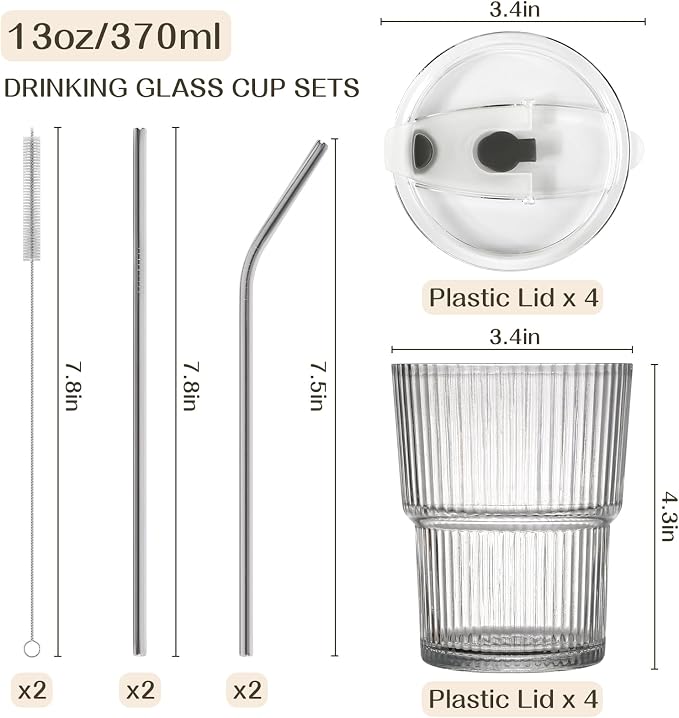 13oz Iced Coffee Cups, Reusable Tumbler Glass to Go Cup - Image 2