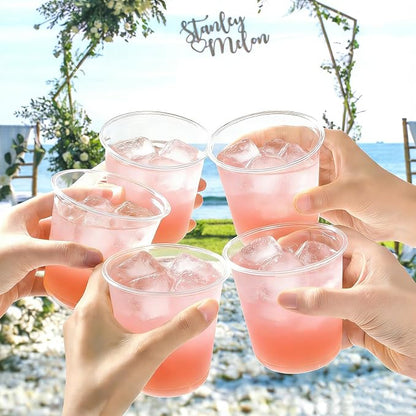 100 x Round Bottom Clear Plastic Cups 12 oz | Disposable Cocktail Cups - Image 6