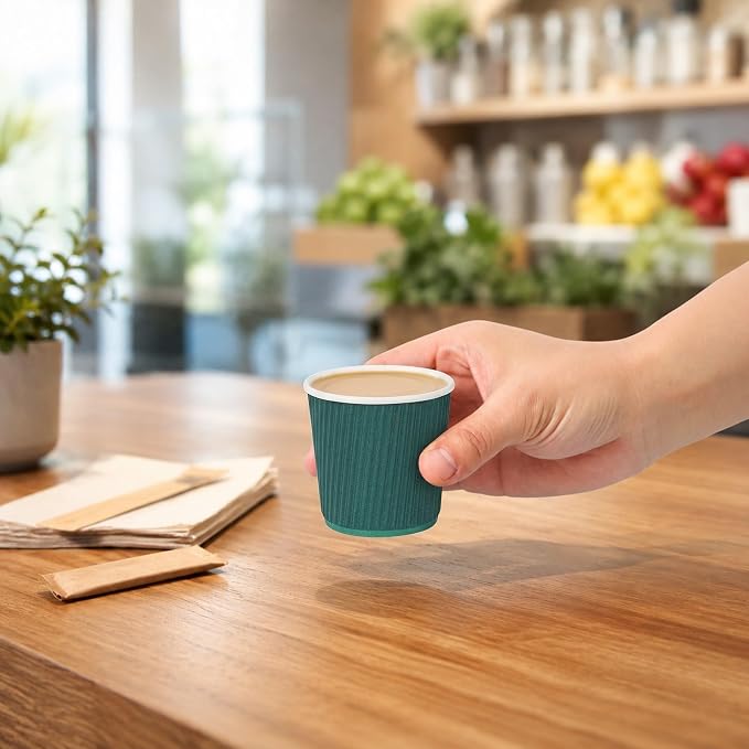 4 oz Forest Green Paper Coffee Cup - Image 5
