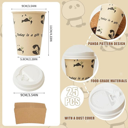 25 Pack 12 oz Disposable Cups Paper Coffee Cups - Image 6