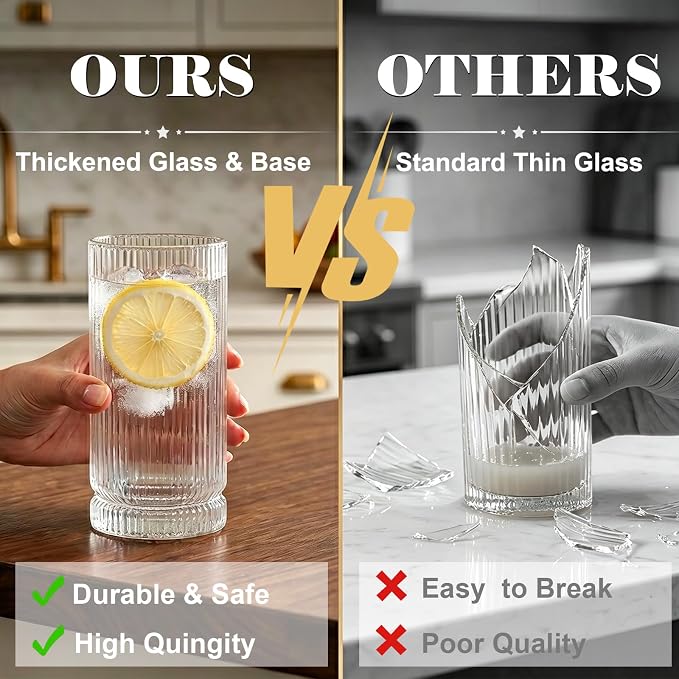 15oz Iced Coffee Cups, Thicken Glass Cups, Glassware Set - Image 6