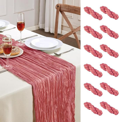 AGIRL 12 Pack Rose Cheesecloth Table Runner 10FT Boho Gauze Home Decor | Rustic by AGIRL