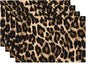 Black Brown Leopard Print Placemats Set of 4 Cheetah Leopard Skin Linen Washable African Wild Animal Placemat Kitchen Dining Heat-Resistant Place Mats Desktop Decor Table Mats 12x18 Inch