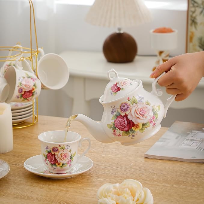 20-Pieces Porcelain Bone china Tea Sets, Tea Gift Sets - Image 6