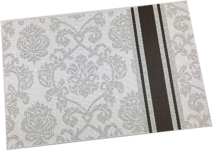 Gugrida Silver Placemats Dining Table, Heat-Resistant Placemats Stain Resistant Anti-Skid Washable PVC Table Mats Woven Vinyl Placemat, Set of 6