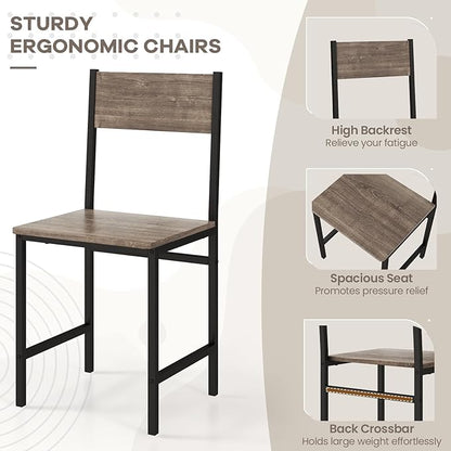NAFORT Kitchen Table Set for 4, Industrial Dining Table with 2 Chairs & Storage Bench, Rustic Wood & Metal 4-Piece Dining Set for Small Space, Apartment, Kitchen & Dining Room