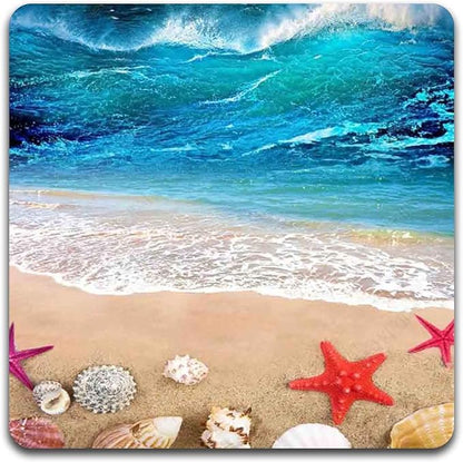 Beach Shells Square Coaster Set - Made of Recycled Rubber - Set of 4