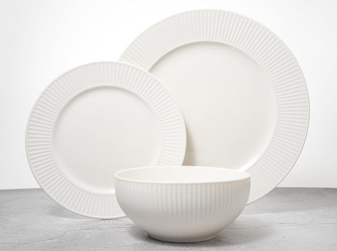 New Bone China 12 Piece Dinnerware Set, Santorini Collection, Daily Use China - Image 7