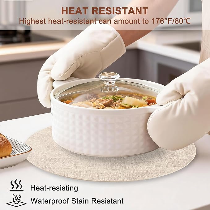 Round Faux Leather Placemats and Coasters, Reversible Heat Resistant Non-Slip - Image 2