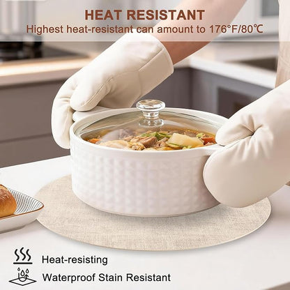 Round Faux Leather Placemats and Coasters, Reversible Heat Resistant Non-Slip - Image 2