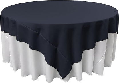 LA Linen Polyester Poplin Washable Square Tablecloth, Stain and Wrinkle Resistant Table Cover 90x90, Fabric Table Cloth for Dinning, Kitchen, Party, Holiday 90 by 90-Inch, Navy
