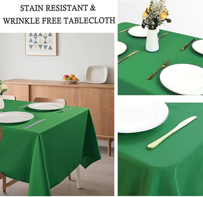 8 Pack Green Table Cloth 60 x 102 Inch Rectangular Tablecloth for 6 Foot Rectangle Tables, Wrinkle Resistant Washable Rectangle Fabric Table Covers for Wedding Party Banquet Buffet and Camping
