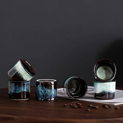 Japanese Tea Cups Set of 6, Ceramic Espresso Cups, Chinese Tea Cups - Image 2
