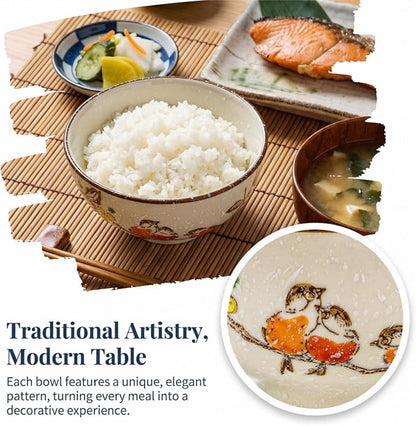 6 Pack Retro Ceramic Bowls, 4.5 Inch Japanese Rice Bowl | 10 Oz Small Soup - Image 6