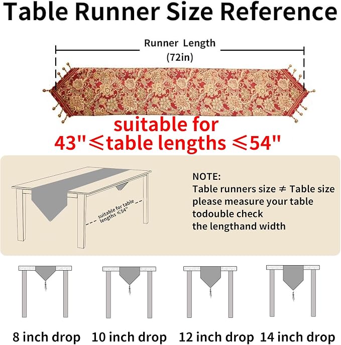 Luxury Vintage Table Runners 72 inches Long Embroidery Jacquard Fabric - Image 2