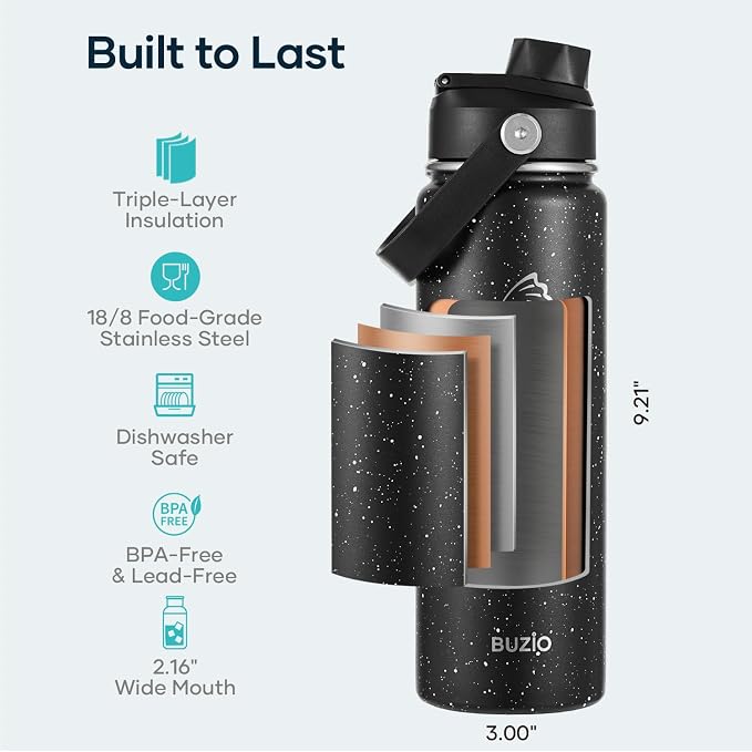BUZIO 24 oz Insulated Stainless Steel Water Bottle - Image 4
