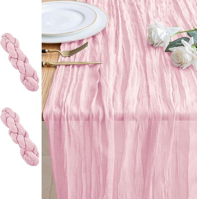 Cheesecloth Table Runner 10FT 2Pcs Blushing Pink Boho Gauze Runners | Cheese by Xiomot
