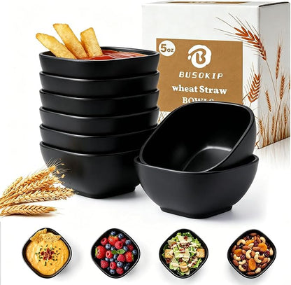 Dipping Bowls 5 OZ, Unbreakable Wheat Straw Bowl Set of 8, Small Plastic Bowls by BUSOKIP