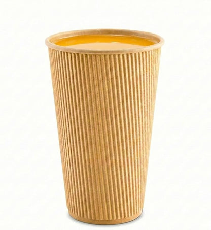 Restaurantware 16 Ounce Ripple Wall Disposable Coffee Cups, 500 Insulated Kraft - Image 6