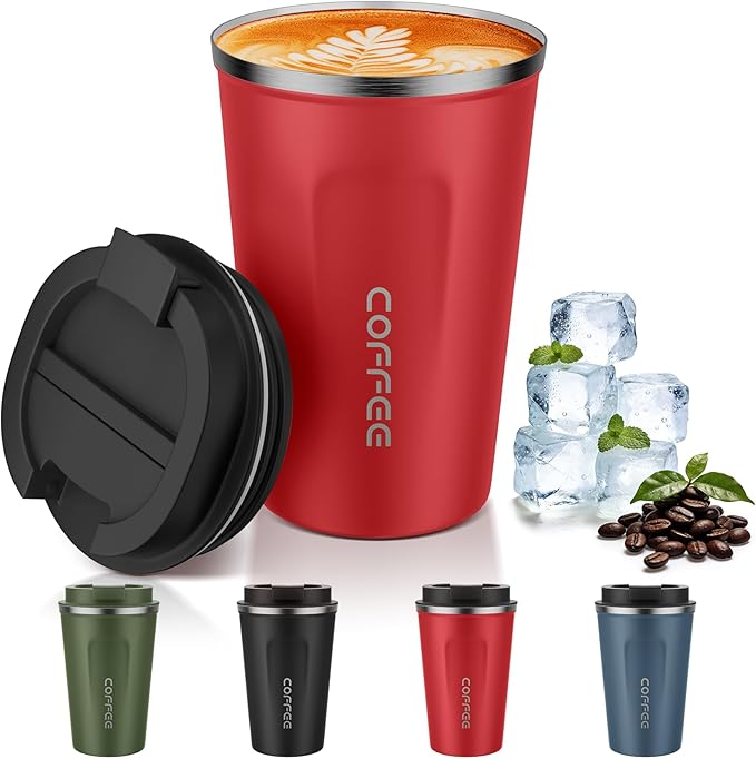MOMSIV 12oz Travel Coffee Mug, Insulated Coffee Cup by MOMSIV