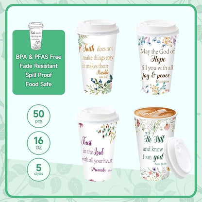 50 Pack 16 oz Disposable Coffee Cups - Image 2