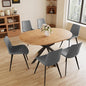 43.2"-59.1" Extendable Round Dining Table Set of 7, Round Kitchen Table with Thickened MDF Board, Oak Coffee Table,Steel Legs