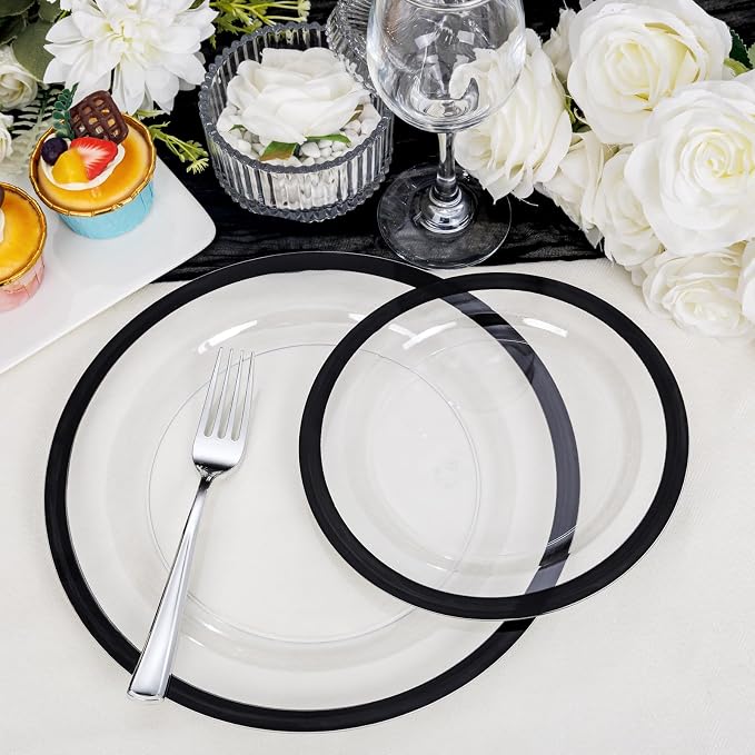 U-QE 120pcs Black Plates Disposable - Image 3