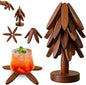 Wooden Trivets for Hot Dishes, Wooden Tree Trivet Set, Natural Tree Trivet Set - Foldable Coasters for Kitchen Counter, Hot Pots and Pans, Heat Resistant Table Protectors