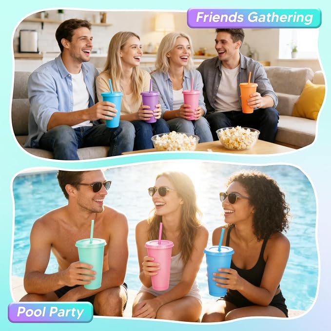 24 Pack Plastic Tumblers with Lids and Straws, Reusable Cups with Lids Plastic - Image 7