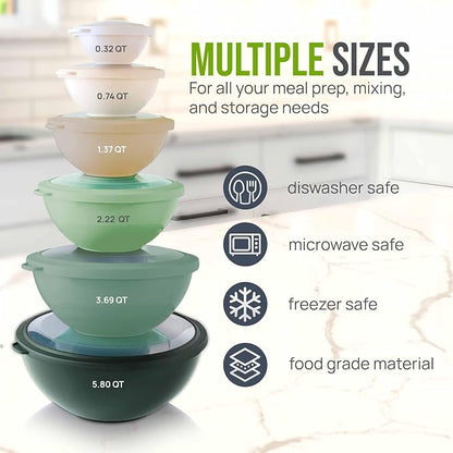 Zulay Kitchen 12 Piece Plastic Mixing Bowls - Image 3