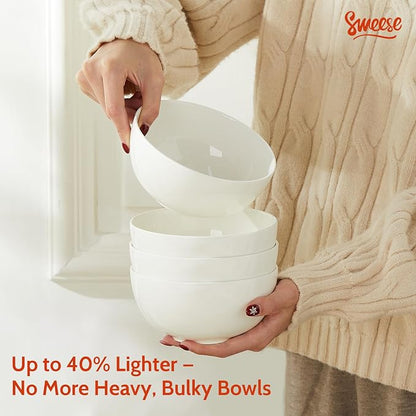 Sweese Porcelain Bowls Set of 6, 20oz Lightweight Round Cereal Bowls Set - Image 4