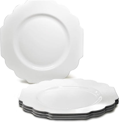 " OCCASIONS " 80 Plates Pack,(40 Guests) Heavyweight Wedding Party Disposable Plastic Plates Set -40 x 10.5'' Dinner + 40 x 8'' Salad/Dessert Plate (Imperial White)